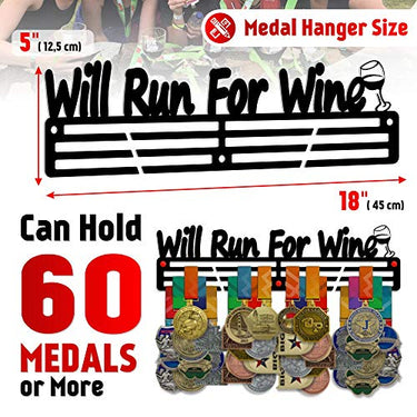 “Will Run for Wine” — Running Medal Display - Metallic Art